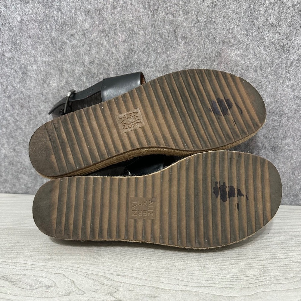 Naturalizer Espadrille Platform Sandals Black Leather Ankle Strap Women 7.5 - Picture 9 of 10